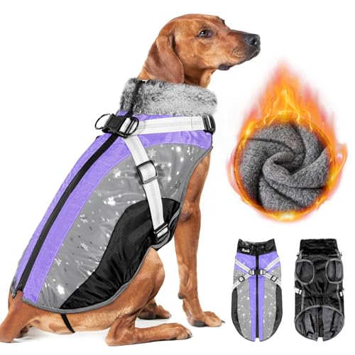 El Mejor Listado de Chaquetas y abrigos para comprar online. 46 SlowTon Abrigo Chaqueta para Perro, Impermeable Ropa de Invierno para Perros con Arnés Desmontable Y Forro Polar, Chaleco Suéter Sudadera Reflectantes para Perros Grande Mediano...