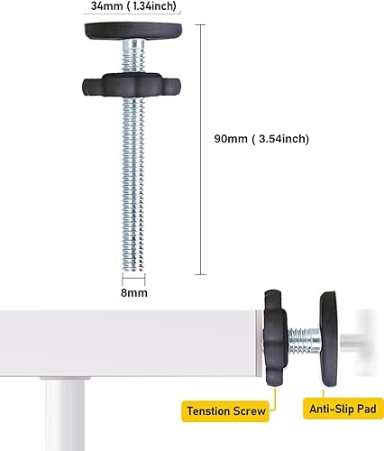 Miniatura 3 de Paquete de 4 piezas de repuesto para puerta de bebé, varilla roscada de husillo de 0.315 in (M8), kit de tornillos para puertas de seguridad y