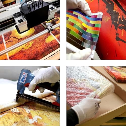 Tableau multi panneau orage eclair impression toile 5 pieces grand format deco murale avec cadre