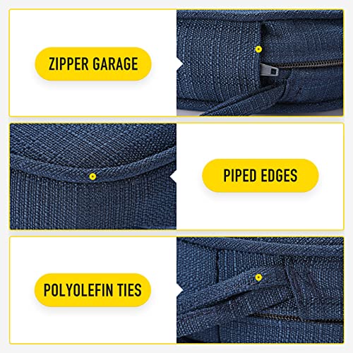 Sunrox Gel Memory Foam Chair Cushion With Ties, Ultra Durable Water Resistant Fadeshield Outdoor/Indoor Reversible Chair Seat Cushion 17 X 16 Inch Set Of 4, Navy #TOP5