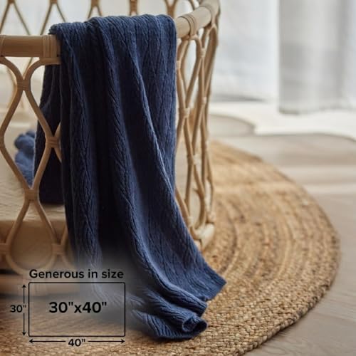 Image of 100% Organic Cotton Knit Receiving Baby Blanket for Newborns - Soft, Breathable Blanket for Crib & Stroller - Nursery Gift (North Sea Blue)