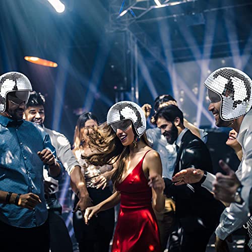 Aanlun Motorcycle Half Helmet Dot Approved Disco Ball Half Open Face Helmet With Visor Silver Glitter Mirror Glass Ball Hat Helmet #TOP4