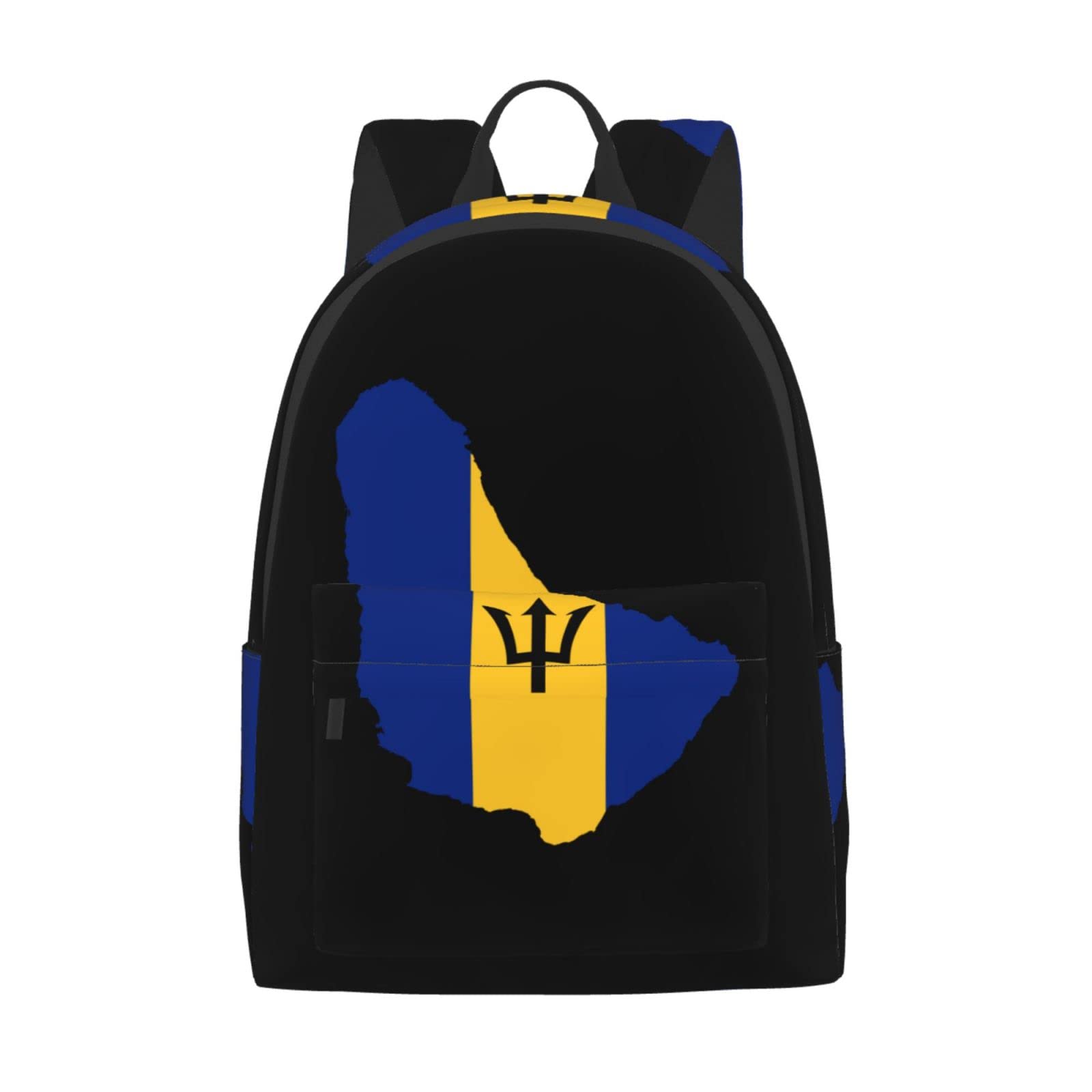 Loujin Unisex Kids Black Backpack Flag Map Of Barbados Large Canvas Student Bookbag Lightweight Casual Backpack For Boys Girls Adults