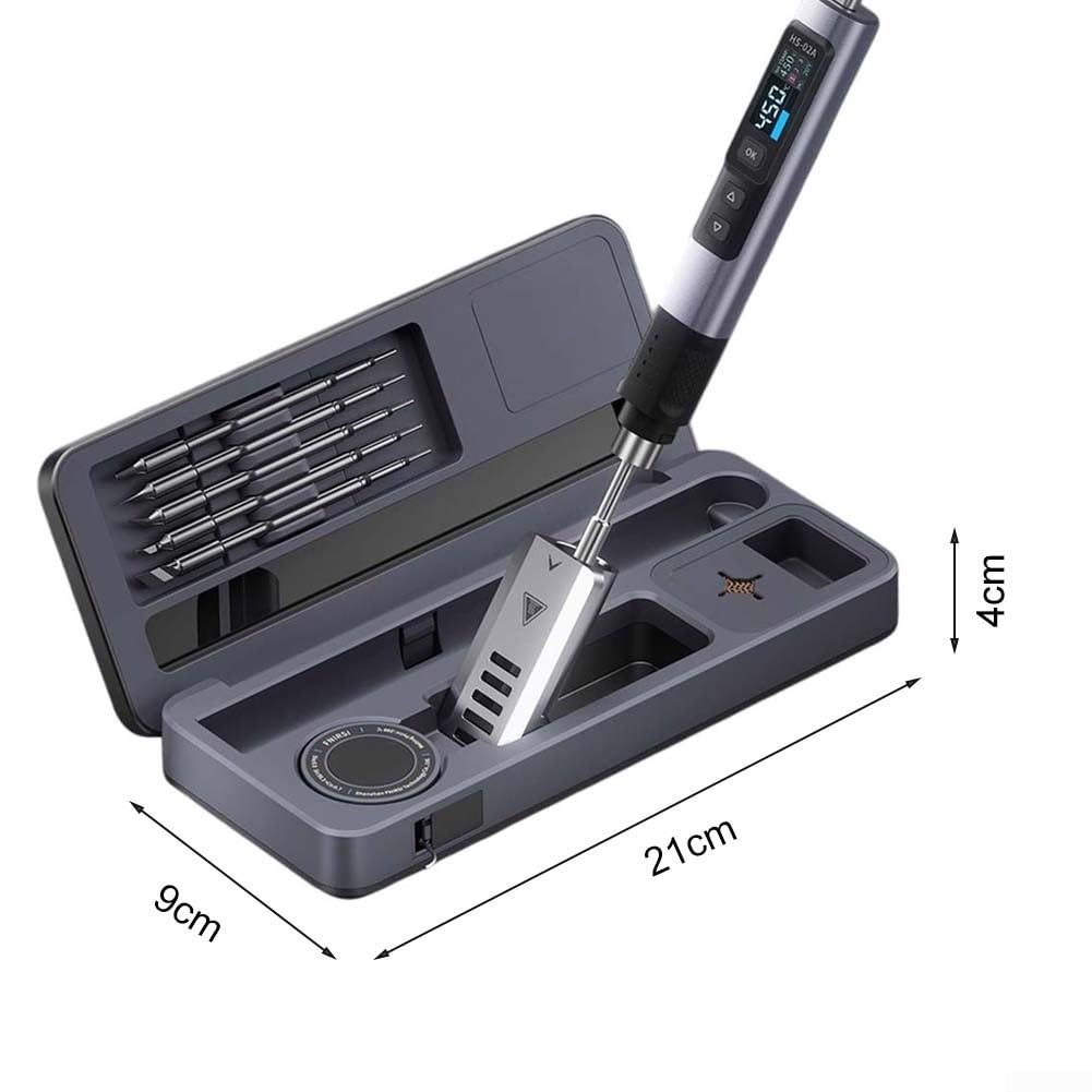 HS-02 Set Saldatore 100W Smart con Controllo della Temperatura - Scatola in alluminio CNC per riparazione elettronica per PD QC Tipo C (HS-02A Alto)
