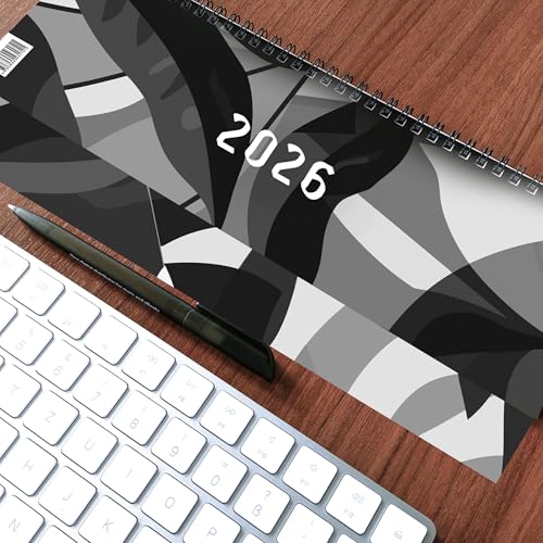 Tischkalender 2026, Querkalender Querterminbuch 2026, 1 Woche/ 1 Seite, 64 Seiten, 297 x 130 mm, Quer, Terminkalender, Karton, Jahresübersicht ... Adress-Notizseiten, Wire-O-Bindung: gratis