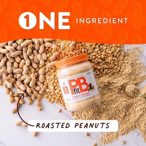 Image of PBfit 24 Ounce Simply Peanut Powdered Peanut Powder, No Added Sugar or Salt, Non-GMO, Plant-Based, Gluten-Free Protein Powder, 9g of Protein 9% DV (Pack of 4)