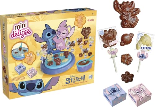 Lansay | Mini DÉLICES – Taller DE Chocolate Stitch & Angel | Kit de repostería Infantil con moldes y Accesorios | Haz Chocolates de Stitch | Creación golosa Desde 6 años