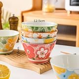 Zestaw 4 misek na musli, ceramiczne miski porcelanowe, deserowe, do zupy, 11 cm, miski śniadaniowe, małe miski na lody, ryż, zupę, deser, kuchenkę mikrofalową i zmywarkę, styl A