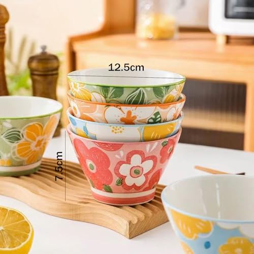 Zestaw 4 misek na musli, ceramiczne miski porcelanowe, deserowe, do zupy, 11 cm, miski śniadaniowe, małe miski na lody, ryż, zupę, deser, kuchenkę mikrofalową i zmywarkę, styl A