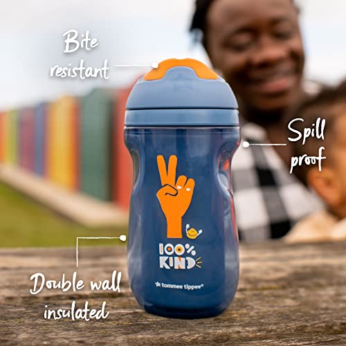 Tommee Tippee Insulated Sippee Cup, Water Bottle For Toddlers, Spill-Proof, Bpa Free, Colorful And Playful Designs, 9Oz, 12M+, Pack Of 3, Blue, Blue And Orange #TOP1