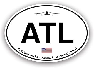 fagraphix Hartsfield - Jackson Atlanta Airport Euro Oval Sticker Decal - Self Adhesive Vinyl - Weatherproof - Made in USA - ATL Georgia hartsfield-Jackson 4" Wide