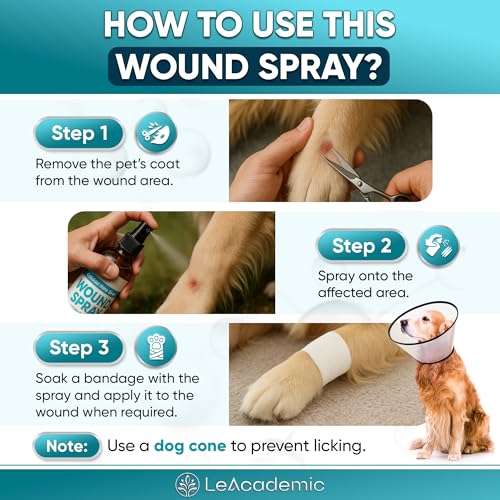 Wound Spray for Dogs & Cats – Hot Spot Treatment for Dogs to Help with Itching, Irritation, Rashes, Cuts, & Bites – Cat Wound Care Silver + Chlorhexidine Spray – Better Use with a Dog Cone – 4 Oz