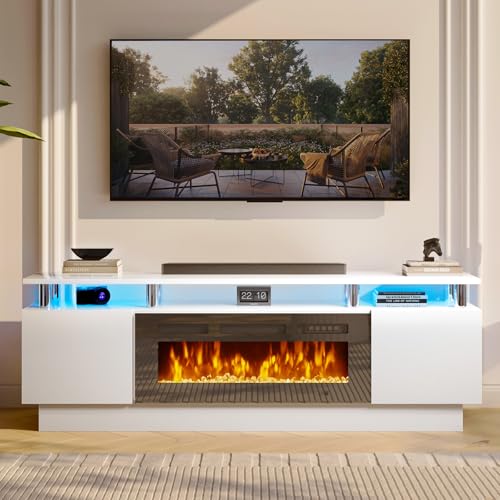 MXV 70" Fireplace TV Stand, Modern Entertainment Center & 36