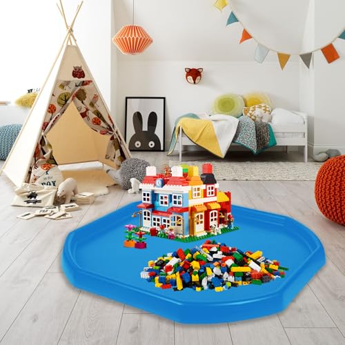 JMS we create smile - Small Plastic Colourful Beach Tuff Tray for Sand & Water Games for Toddlers Play - Sand Castle Builder Equipments 70x70 CM -Made in UK (Sky Blue) - Image 3