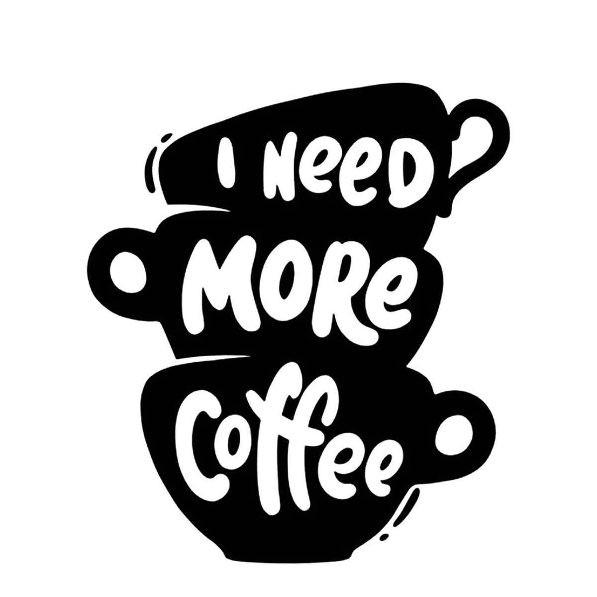Coffee Wall Sticker - Coffeee Quotes Wall Sticker - I Need More Coffee - 300GSM - Glossy - Strong Adhesive - Starx Decals