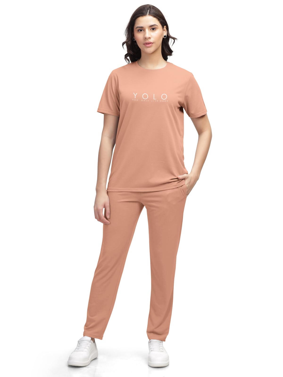 HELLCAT Trendy Printed/Solid T shirt with Pants Lounge Wear/Coords/Clothing Set for Women