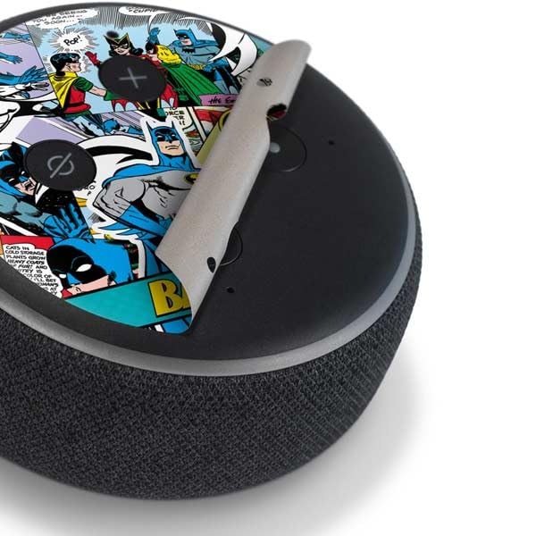 Skinit Decal Audio Skin Compatible with Amazon Echo Dot 3 - Officially Licensed DC Comics Batman Vintage Pose Collage Art Design