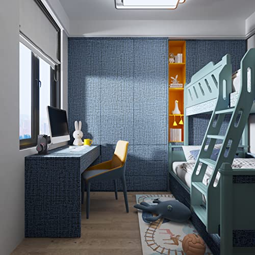 Voleaar Blue Grasscloth Contact Paper 15.7 X 393.7 Inches Peel And Stick Wallpaper Vinyl Film Self Adhesive Removable Waterproof Wall Paper For Wall Countertop Cabinet #TOP4