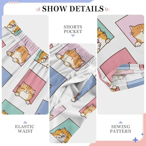 Cartoon Ginger Cat Face Boys Pants for Kids Jogger Pants with Pockets S-XL4