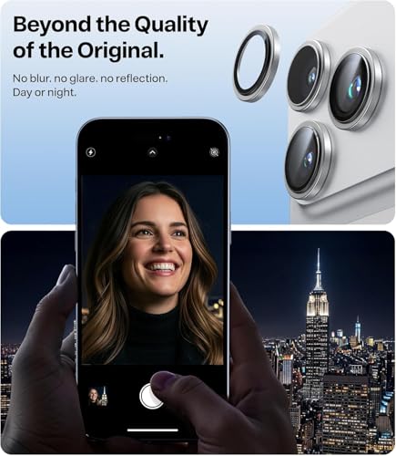 Image of Premium Camera Lens Protector Compatible For iPhone 17 Pro (Silver) Camera Lens Protector - 9H Tempered Glass, Military-Grade Anti-Scratch, Case-Friendly, Easy Install Frame