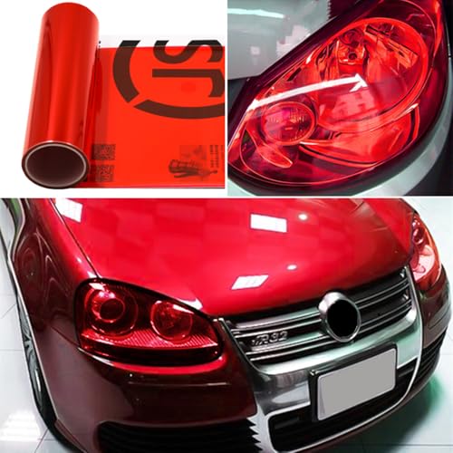 Image of DIYAH 12 X 48 Inches Self Adhesive Headlight, Tail Lights, Fog Lights Tint Vinyl Film (Red)