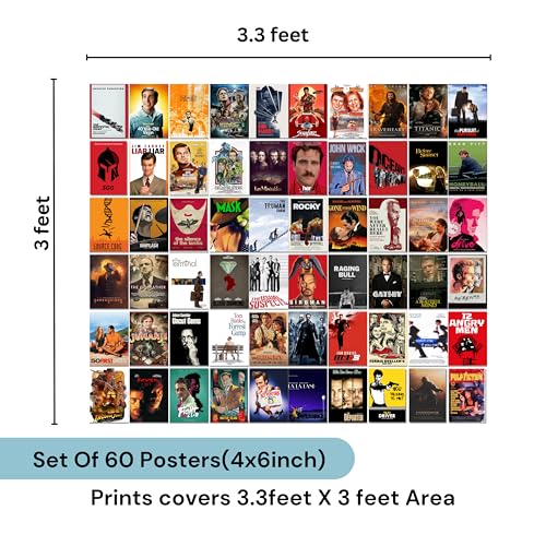 Image of Good Hope Set of 60 Hollywood Movies Posters Wall collage Kit, Iconic Film Collection for Home Decor Perfect For Living Room Wall Decor Gift Wallpaper sticker Hostel Room Boys A6 size 4x6 Inch