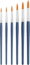 Kit com 6 Pincéis Artísticos de Ponta Fina – Para Aquarela, Acrílica, Óleo, Guache e Artesanato – Uso Semi-Profissional e Escolar – Detalhes e Contornos