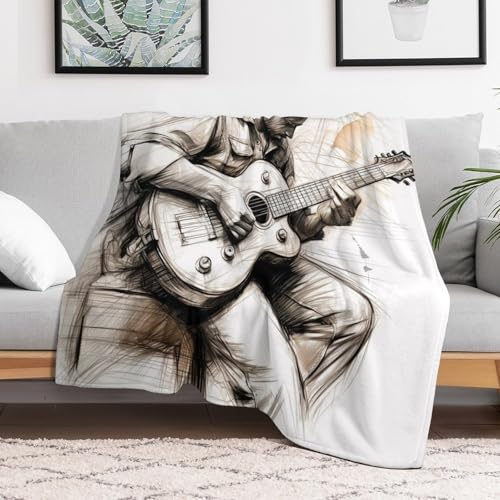 Couverture lit guitare douce lavable grand plaid
