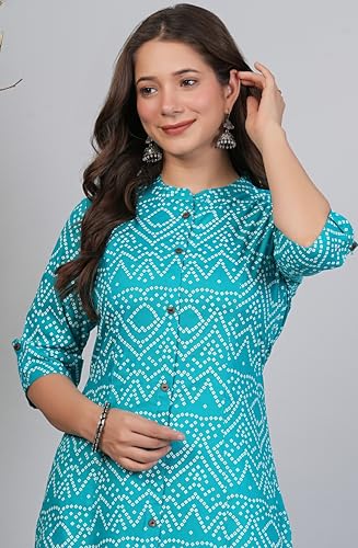 Image of rytras Women Woman Pure Cotton Printed A-Line Kurta Sets with Palazzos|Kurti Set for Woman|Cord Set for Women Cotton
