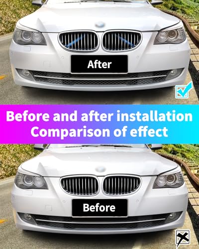 Image of Blue Front Grille Insert Stripes V-Brace Cover Trim Compatible with BMW 2 /5 /6 /7 Series F45 F46 F10 F11 F07 F06 F12 F13 F01 F02 X1 F48(2015-2022) X2 F39(2017-2023)