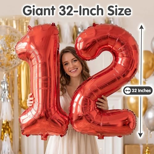 Image of YPSelected 32 Inch Large Foil Helium Number Balloon Birthday Wedding Party 0-9 (Red, 2)
