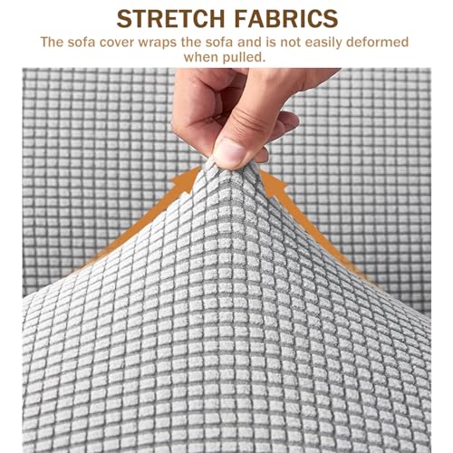 Surwin Armless Sofa Bed Cover 2 Seater/3 Seater Solid Color Jacquard Stretch Armless Couch Covers Non Slip Futon Slipcover Protector Folding Sofa Bed without Armrests (White,190-210cm) - Image 3