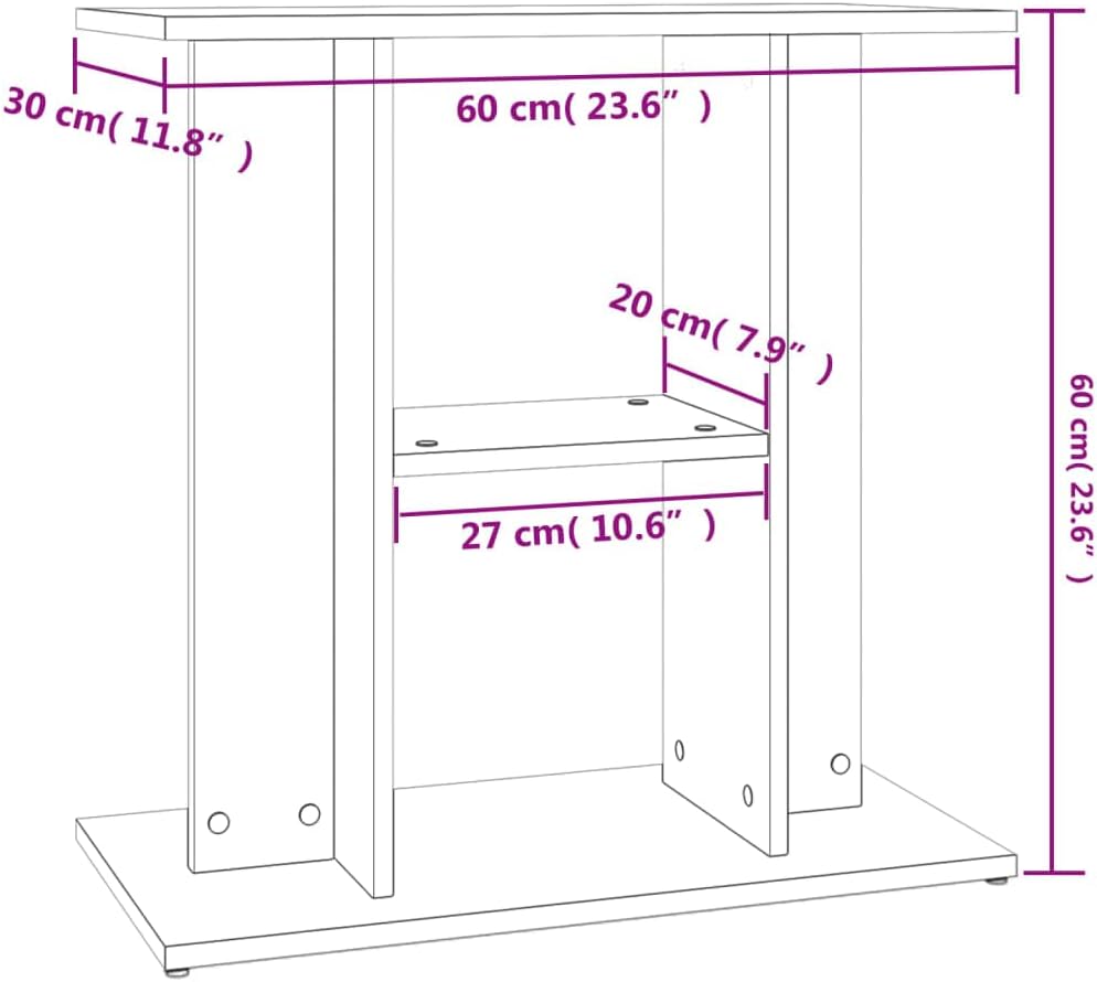 vidaXL Aquarium Stand Sonoma Oak 23.6x11.8x23.6 Engineered Wood