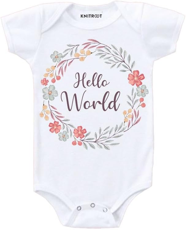 New Born Theme, Hello World, Onesies, Unisex Baby Kids Half Sleeve Cotton Lycra Romper, Sleepsuit, Bodysuit, 0-12 Months, Infant Cloths for Boys & Girls