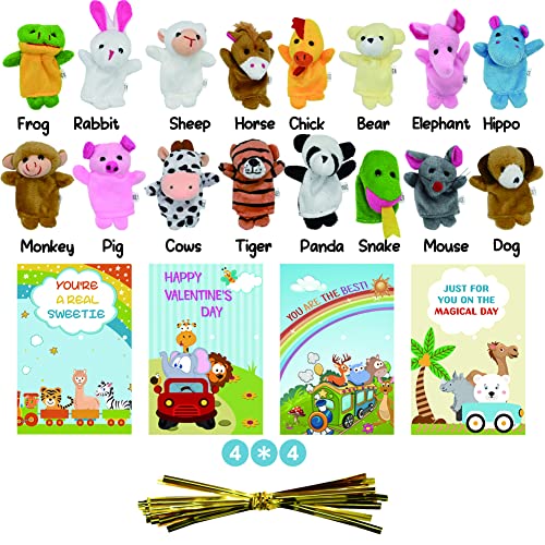 Camirus 16Pcs Plush Animal Finger Puppet Toys Sets, Mini Cartoon Hand Puppets For Kids Boys Girls Talking Story Set, Party Favors For Shows, Valentines Day Classroom Exchange Gift #TOP1