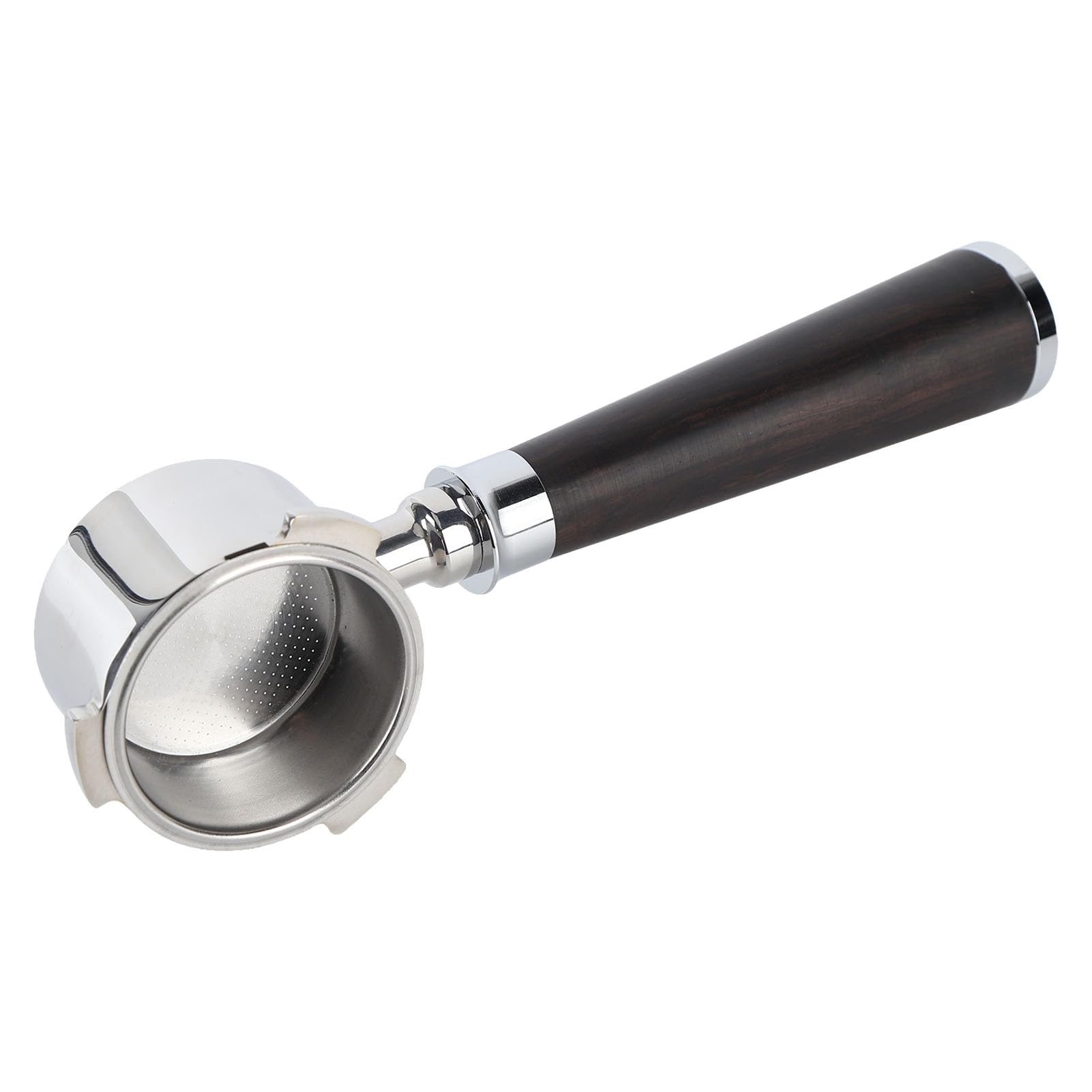 Omquot Filtro da caffè senza guaina Anti-lotteria Manica in Legno Cestino in Acciaio Inox Filtro da caffè per (Stile C)