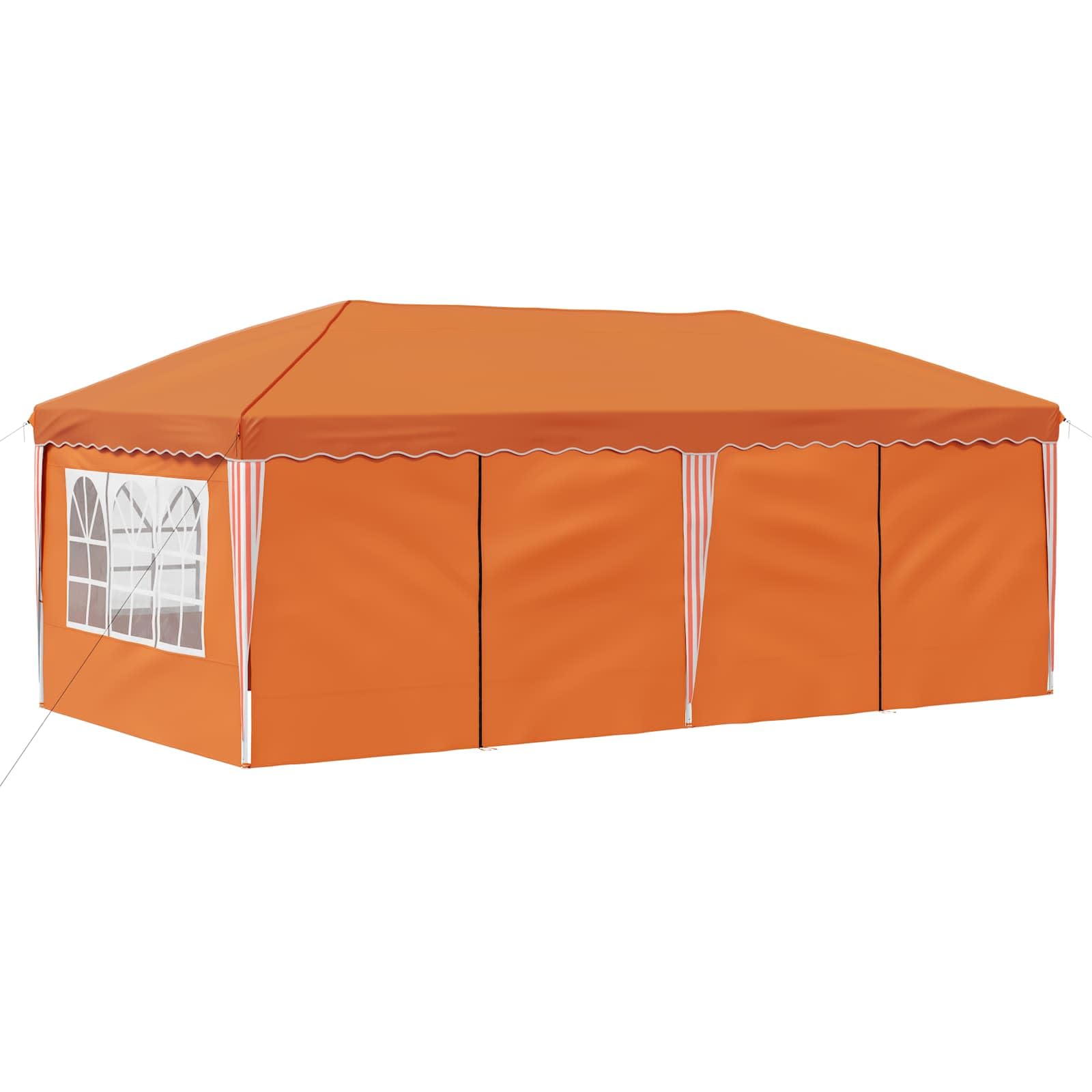 Namiot imprezowy Pop-up 575 x 288 x 245 cm, pomarańczowy, składany i składany, z malowaną proszkowo stalową ramą, odporna na działanie promieni UV i wodoszczelna, idealny do ogrodu, na taras