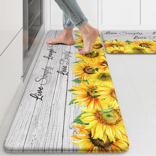 KIMODE Anti Fatigue Kitchen Mat Set (2) 17x47 and 17x29, Non-Slip Cushioned Rugs