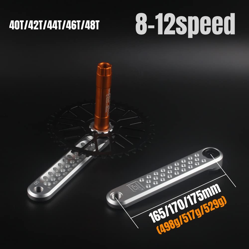 Zestaw korby rowerowej, zestaw korbowy do roweru wyścigowego, 40/42/44/46/48T, stop aluminium, okrągła pojedyncza tarcza łańcuchowa, zestaw korbowy, 175 mm, GXP, wydrążony, zintegrowany zestaw korbowy