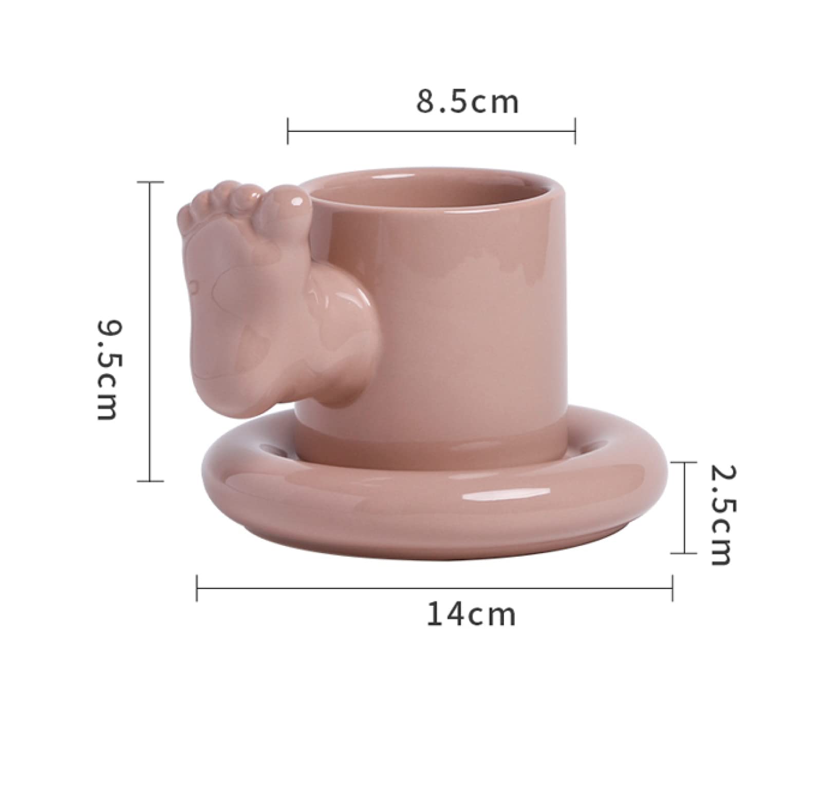 Tazza da caffè in ceramica Piedi marroni con piattino Tazza da tè Tazza da caffè in ceramica Tazza Regalo per ufficio e casa
