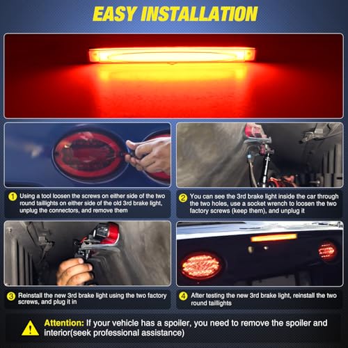 Image of Nilight Third Brake Light Tail High Mount 3rd Stop Lights Smoked Lens Compatible with Chevy Corvette C6 2005 2006 2007 2008 2009 2010 2011 2012 2013 Car Rear Center Cab Lamp