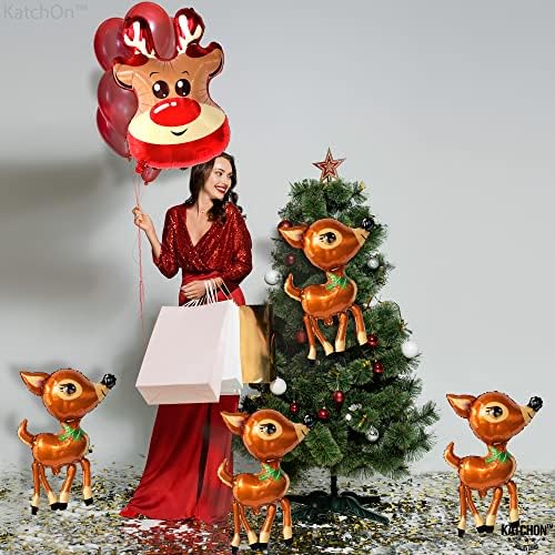 Miniatura 3 de KatchOn, Decoraciones de globos de Feliz Navidad, grandes, paquete de 5, globos de reno  Globo de Mylar de ciervo para decoraciones de fiestas de