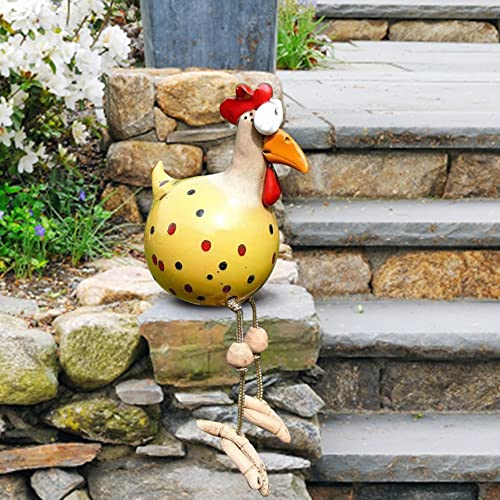 OKESYO Ceramic Chicken Garden Decoration Resin Garden Stake Animal Figure Chicken Garden Stake Handmade Ceramic Figure Garden Decoration Patio Weatherproof Chicken Garden Stake Figure - Image 4