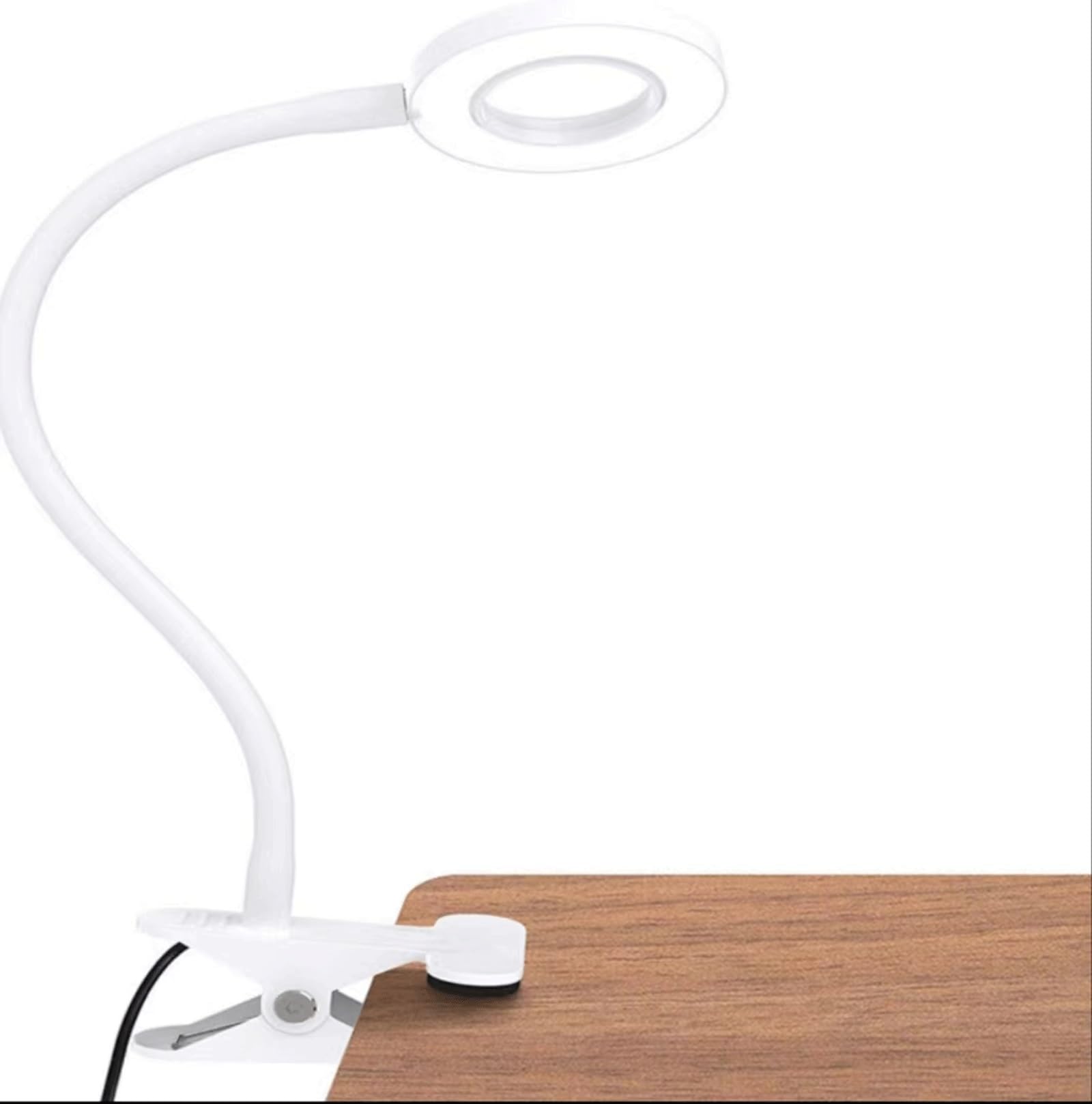 Lampa stołowa typu klips, lampka LED do czytania z klipsem, z 3 trybami kolorów, 10 regulowanych jasności, lampa stołowa chroniąca oczy, elastyczna gęsia szyja 360°, klips na stół, zagłówek, akademik