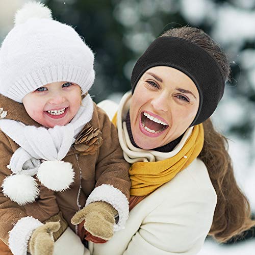 Image of Ear Warmers Headband, KOMAKE 2 Pack Earmuff Headband Fleece Earmuffs Running Headband Winter Ear Covers Moisture Wicking Sweatband Ski Sport Headband For Men & Women (Black+Gray)