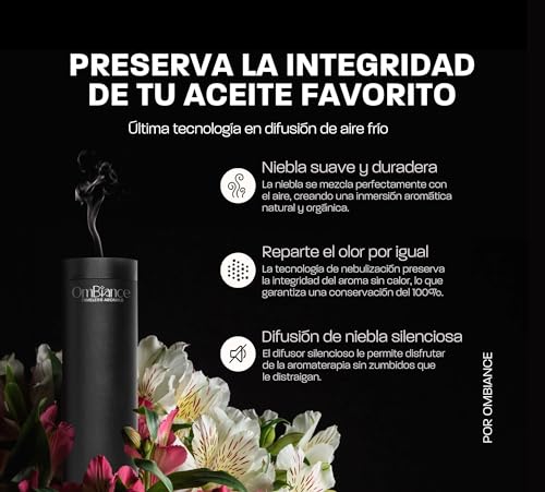 Miniatura 3 de Ombiance - Difusor De Aromas Y Aceites Esenciales Profesional Controlado Por Aplicación Humidificador Y Purificador Aire Absorbe Olores Regalo Ideal, Negro, 300m3, Aluminio