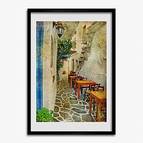 Cadre photo 50x70 cm Tulup en bois MDF avec affiche de tavernes grecques