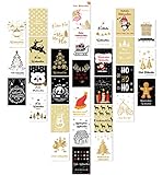 30 Weihnachtspostkarten im Set,Weihnachten Karten Postkarten,Sehr edel in Gold- und Schwarztönen,Glückwunschkarte Frohe Weihnachten wünschen Karten mit Umschläge.