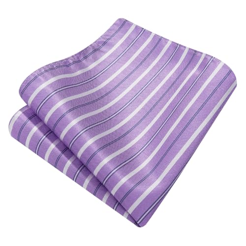 Image of Enlision Mens Ties Stripe Tie and Pocket Square Set Classic Formal Woven Neckties Handkerchief Cufflinks Wedding