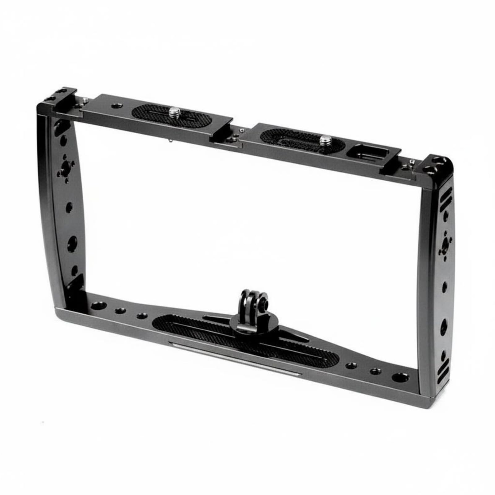 Soporte para Cámara Marco de Jaula para Vlogging Montaje para Acción Bastidor Universal con Múltiples Puntos de Anclaje, Negro, Marco con Adaptador